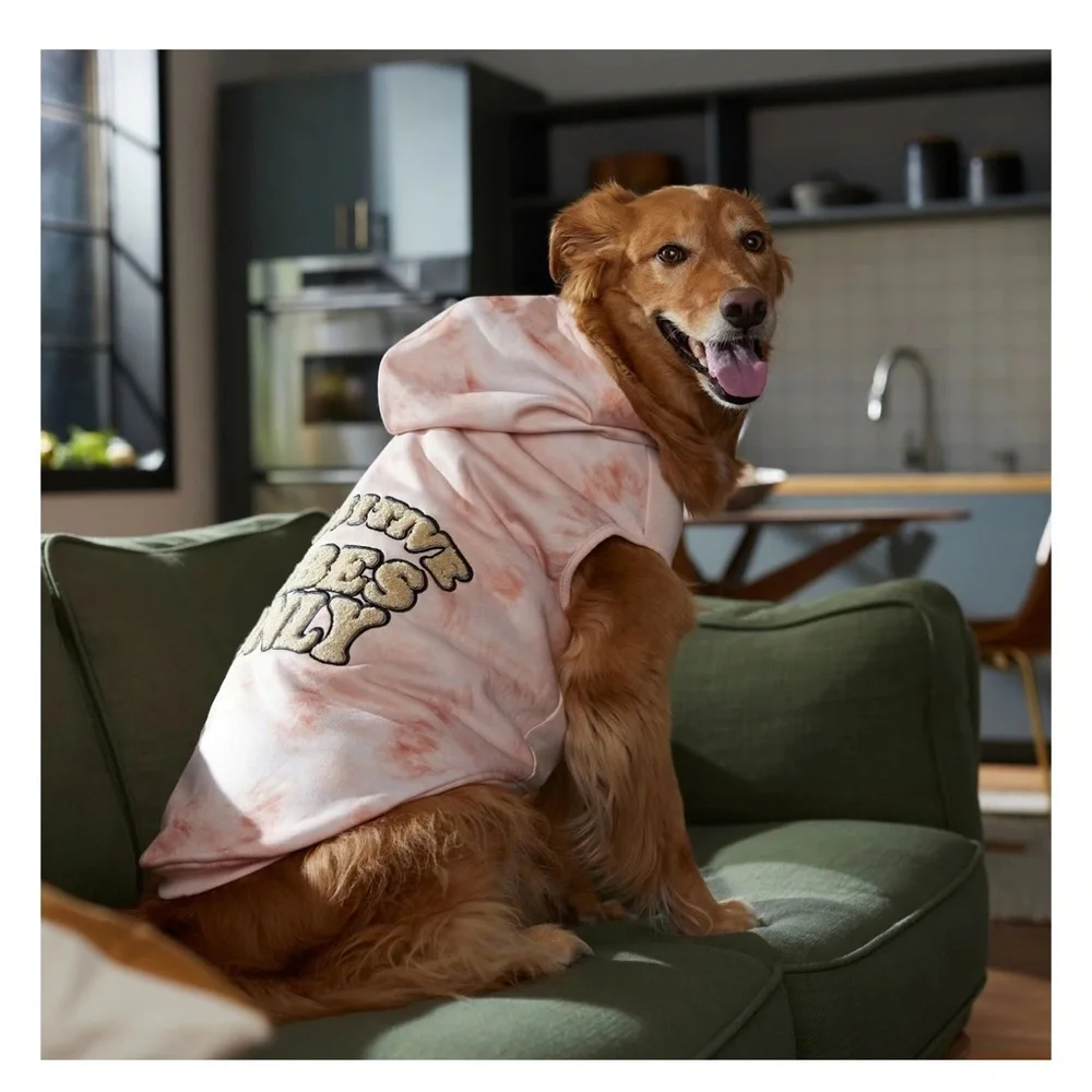 Frisco Pawsitive Vibes Only Dog Cat Hoodie Pink Tie Dye Pullover Pet Apparel